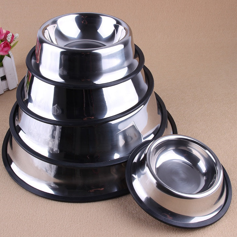 Classic Stainless Steel Dog Feeding Bowls – Durable & Non-Slip Design - Pawsome Pet Needs