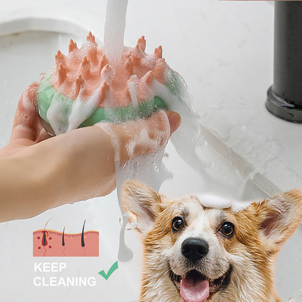 2-in-1 Dog Bathing Brush – Shampoo Dispensing Grooming Tool - Pawsome Pet Needs