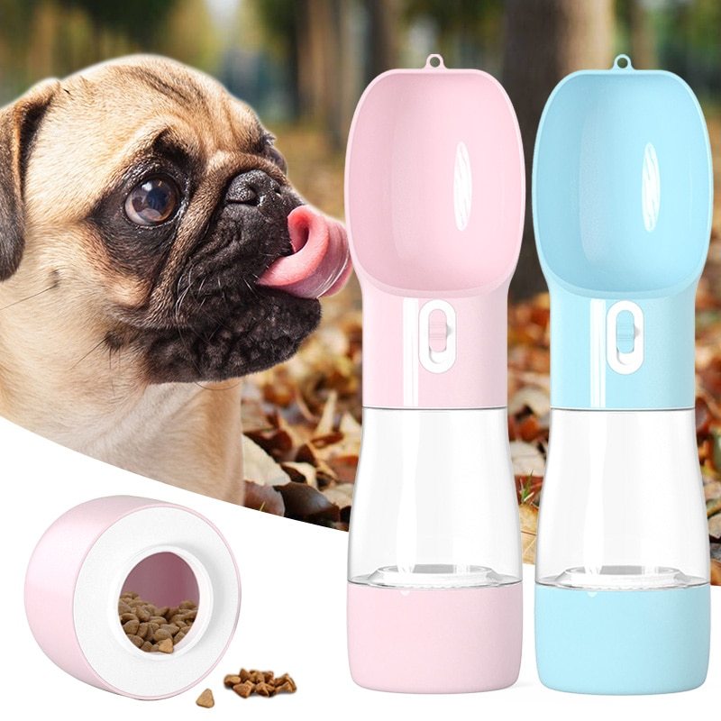 On-the-Go Dog Water Bottle With Food Container - Pawsome Pet Needs