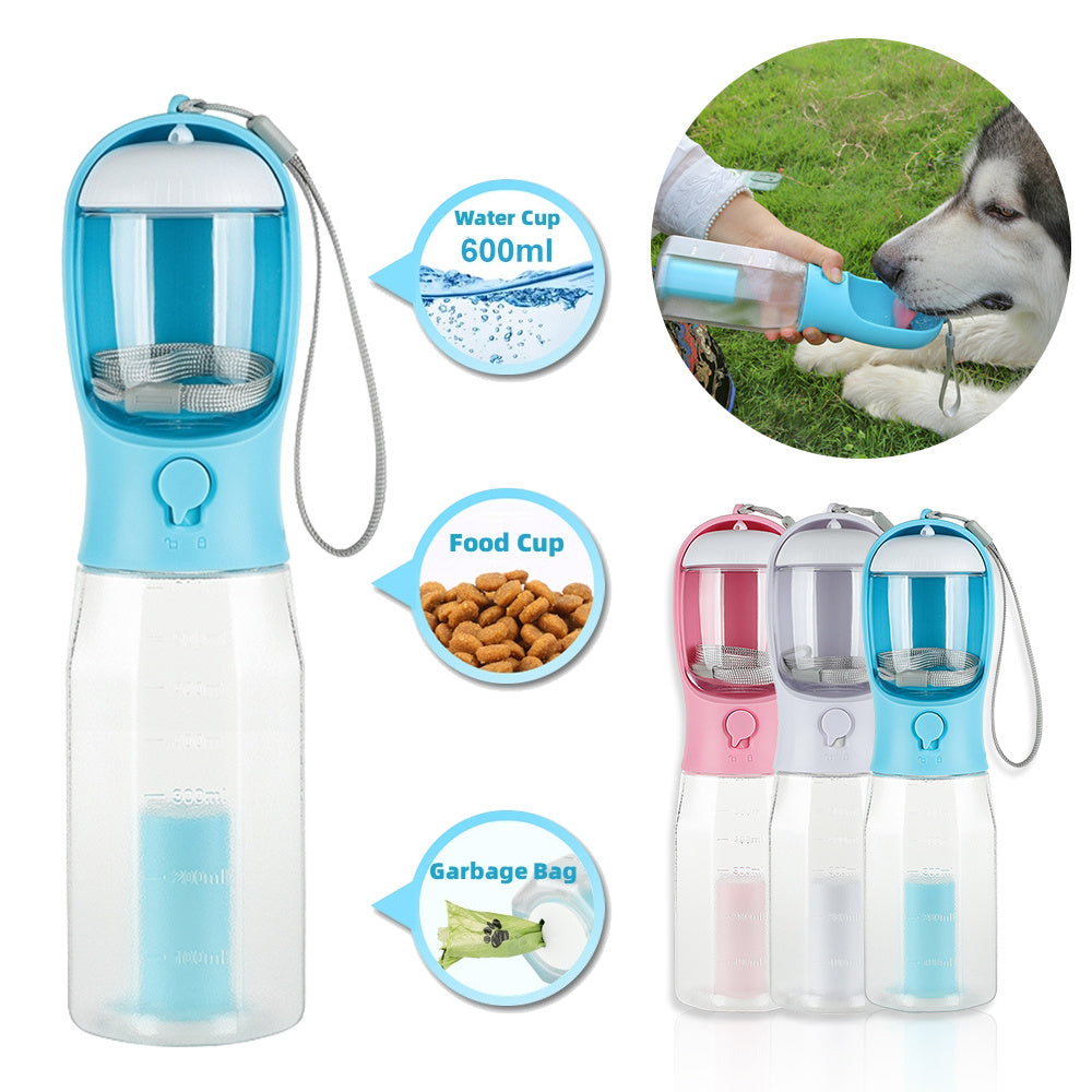 3-in-1 Portable Dog Water Bottle – Hydration, Feeding, and Waste Management - Pawsome Pet Needs