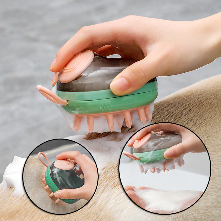 2-in-1 Dog Bathing Brush – Shampoo Dispensing Grooming Tool - Pawsome Pet Needs