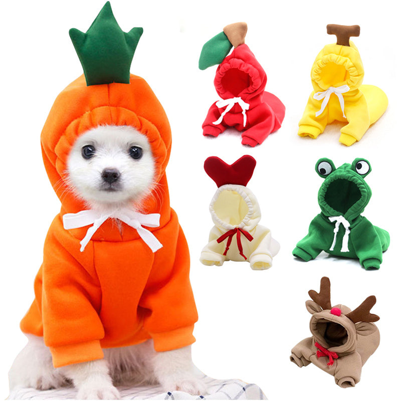 Cute Fruit Dog Hoodie – Warm Fleece Coat for Small Breeds - Pawsome Pet Needs