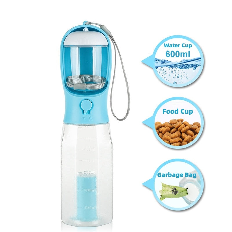 3-in-1 Portable Dog Water Bottle – Hydration, Feeding, and Waste Management - Pawsome Pet Needs