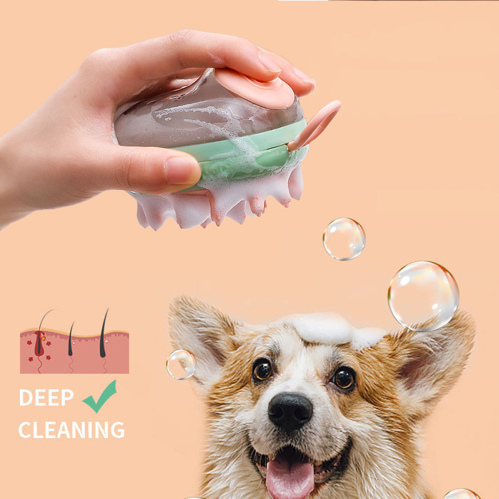 2-in-1 Dog Bathing Brush – Shampoo Dispensing Grooming Tool - Pawsome Pet Needs